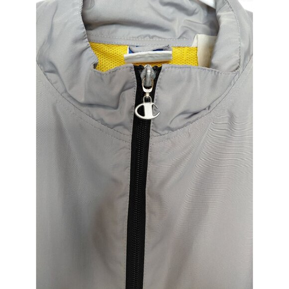 Champion Mens XXL Windbreaker Jacket Gray & Yellow - Picture 4 of 14